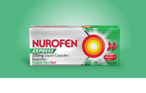 Nurofen Express Ibuprofen 200mg Liquid Capsules - 10 Capsules — product packaging