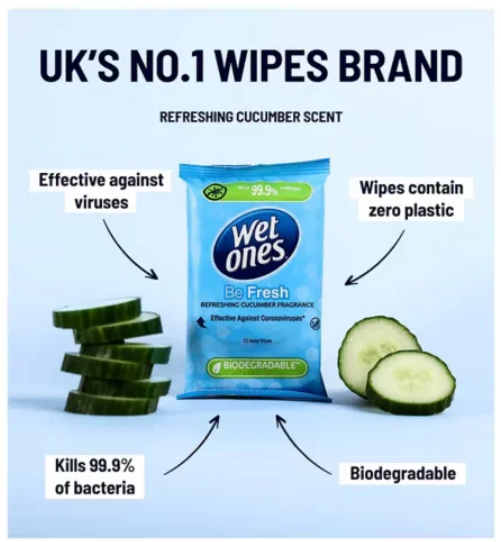 Wet Ones Be Fresh Cucumber Antibacterial Hand Wipes - 12 Wipes — product packaging