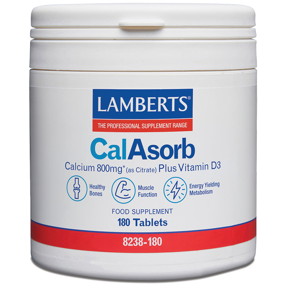Lamberts CalAsorb Calcium 800mg with Vitamin D3 - 180 Tablets — product packaging