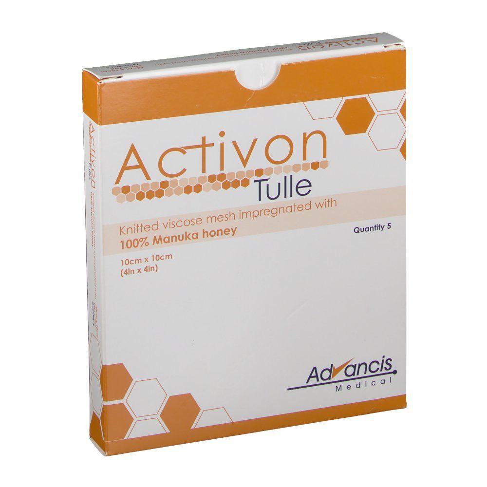 Activon Tulle Manuka Honey Wound Dressing 10cm x 10cm - 5 Dressings — product packaging