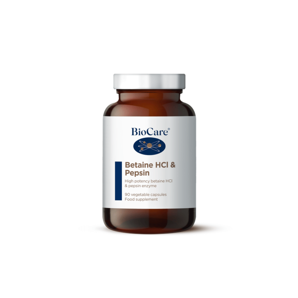 BioCare Betaine HCl & Pepsin - 90 Vegetable Capsules — product packaging