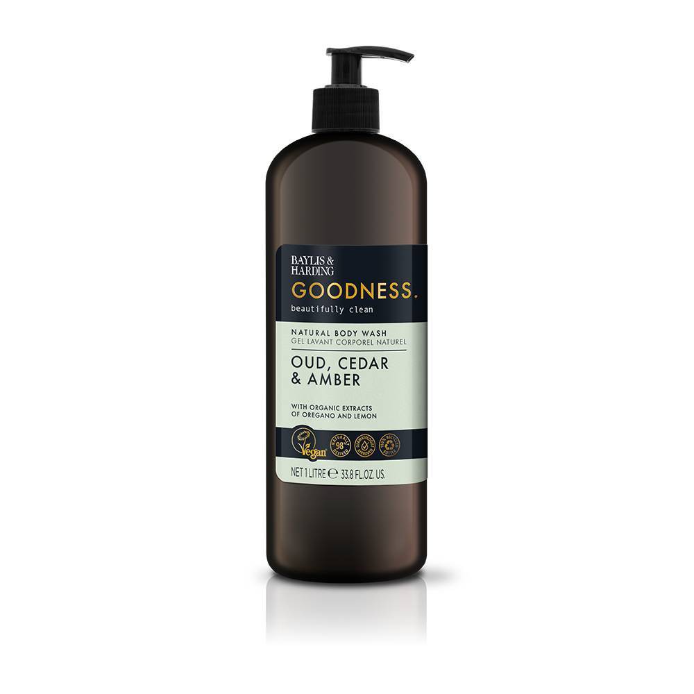 Baylis & Harding Goodness Oud, Cedar & Amber Natural Body Wash - 1L — product packaging