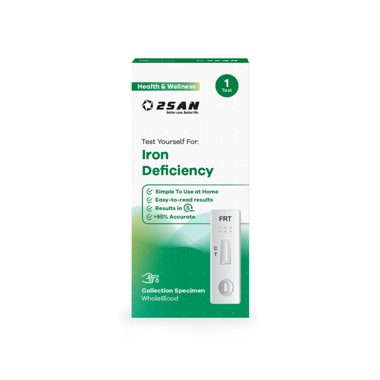 2San Iron Deficiency Self Test Kit 1 test