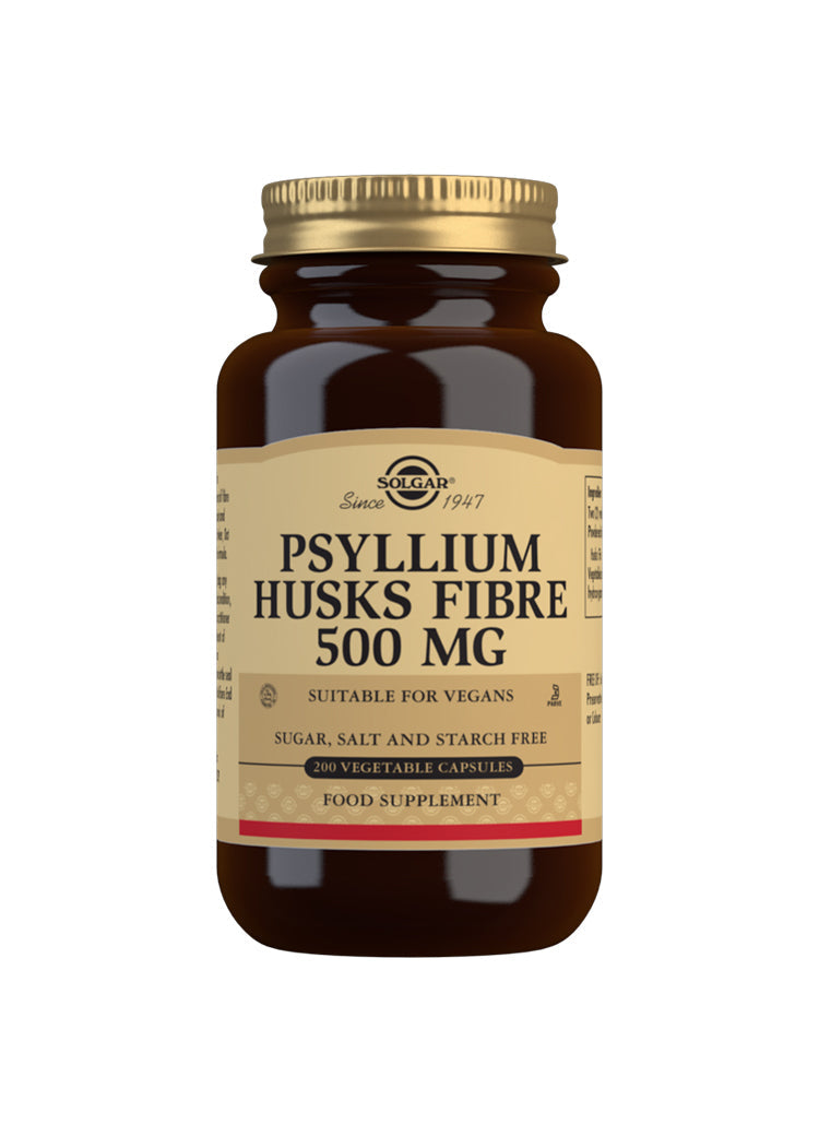 Solgar Psyllium Husks Fibre 500mg Vegetable Capsules - 200 Capsules — product packaging