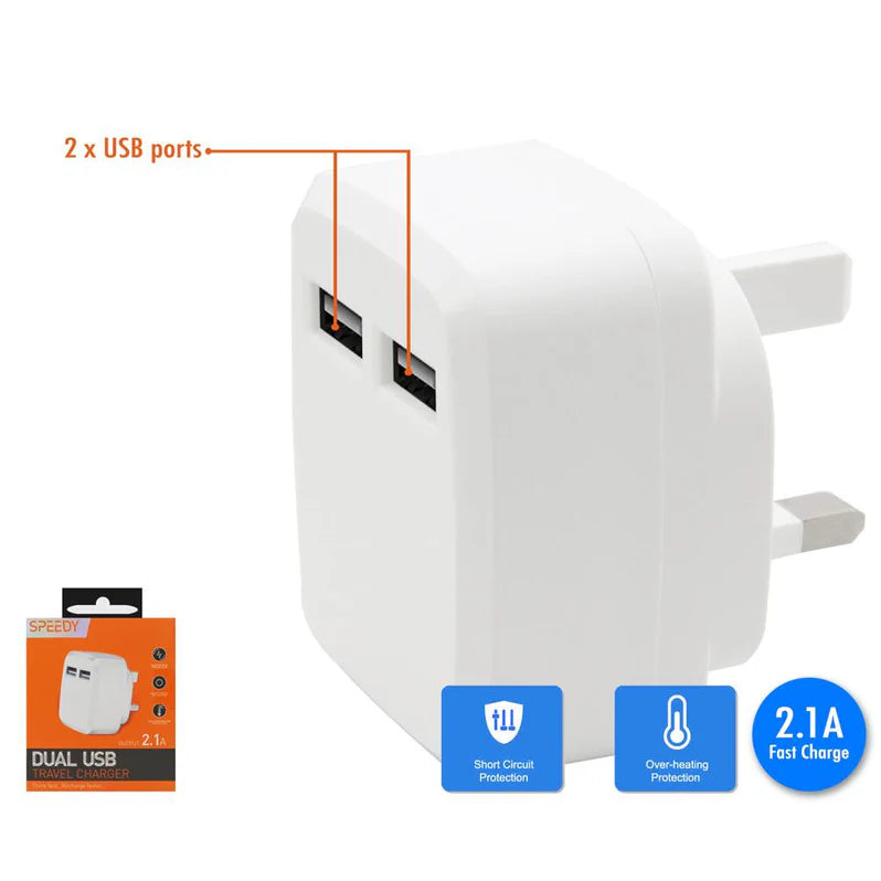 双 USB 快速旅行充电器 2.1A