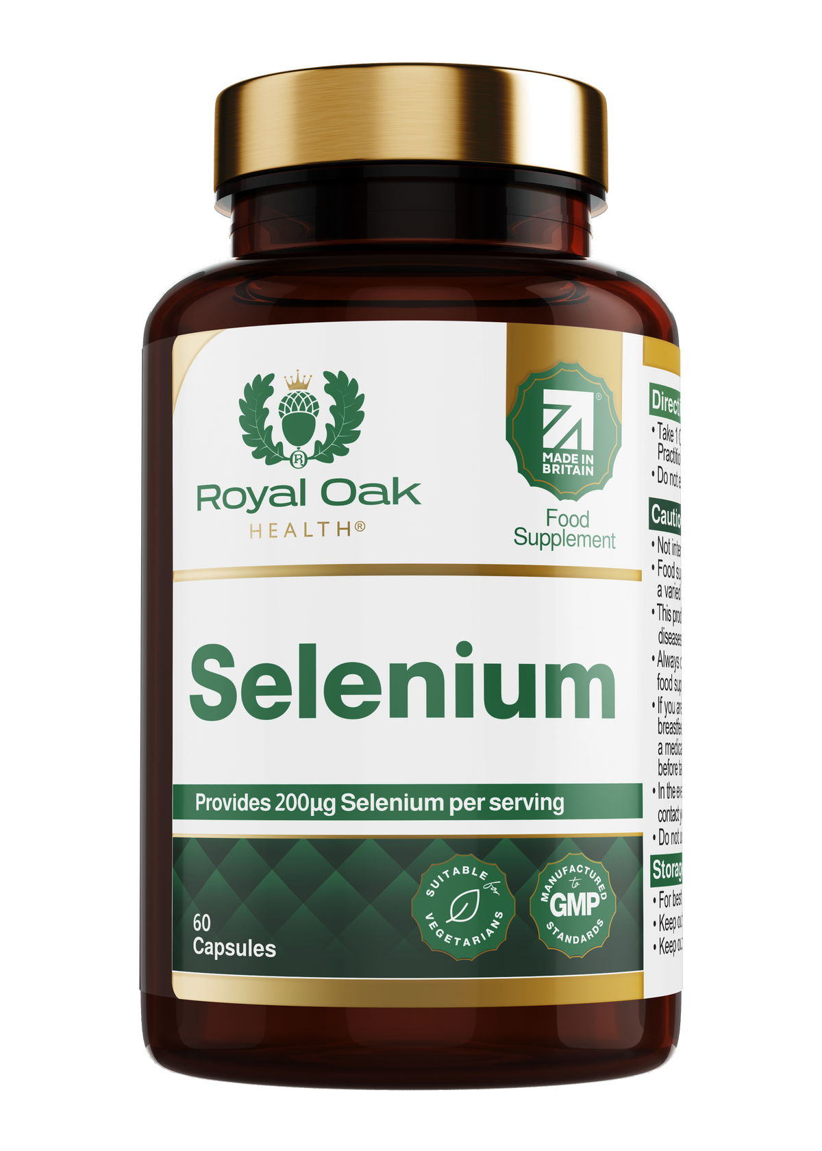 Royal Oak Health Selenium 200µg (L-Selenomethionine) - 60 Capsules — product packaging