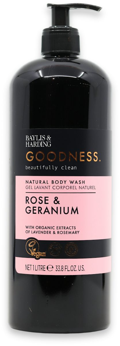 Baylis & Harding Goodness Rose & Geranium Natural Body Wash - 1 Litre — product packaging