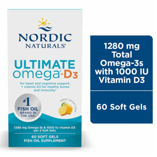 Nordic Naturals 终极欧米伽D3鱼油软胶囊 - 60粒