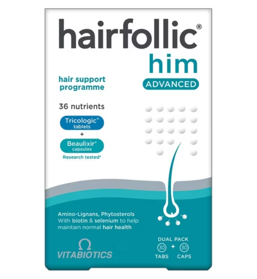 Vitabiotics Hairfollic Him Advanced Dual Pack 30tabs+30caps