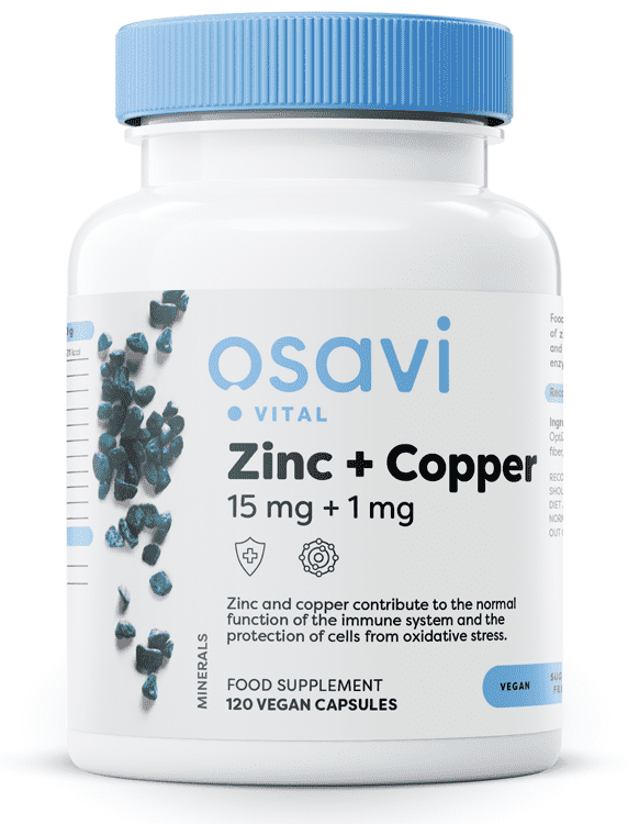 Osavi Zinc + Copper 15mg + 1mg - 120 Vegan Capsules — product packaging