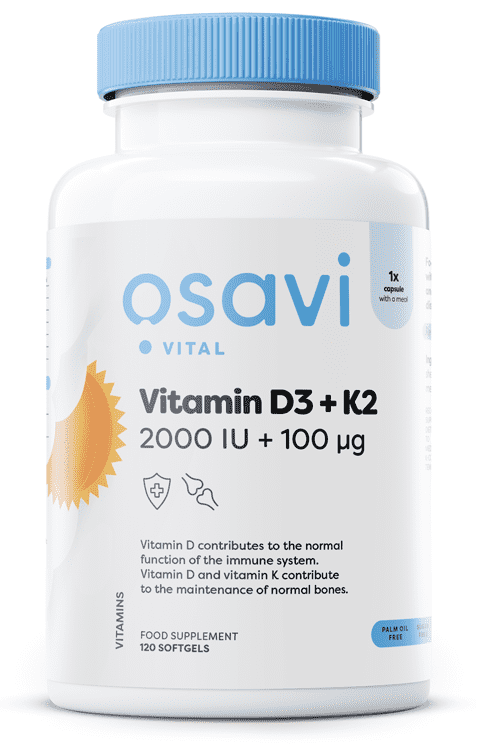 Osavi Vitamin D3 + K2 2000 IU + 100mcg - 120 Softgels — product packaging