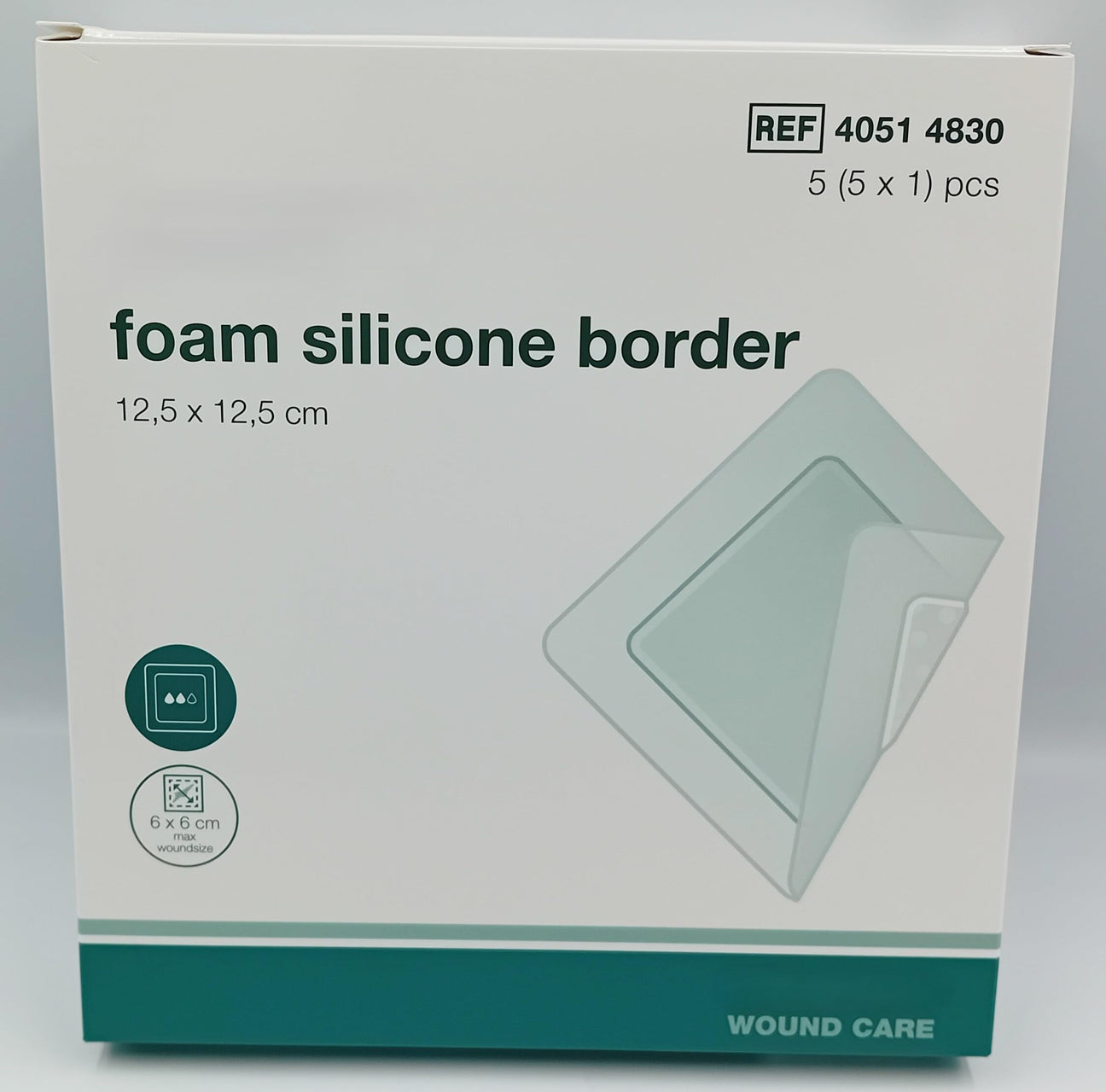 Kliniderm Foam Silicone Border Square Dressing, 12.5 x 12.5 cm