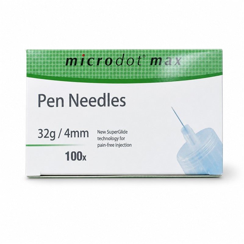 Microdot Max Insulin Pen Needles 32G 4mm - Pack of 100
