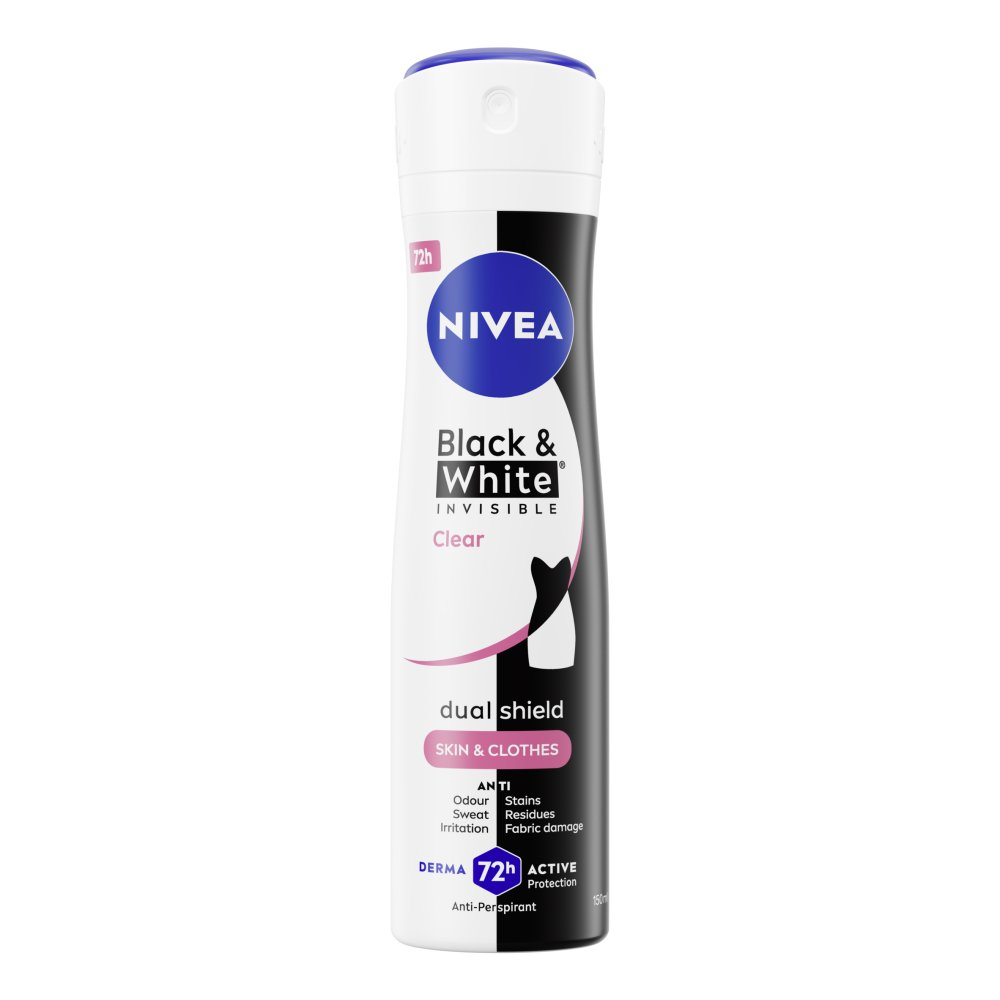 NIVEA Black & White Invisible Clear Anti-Perspirant Spray 150ml