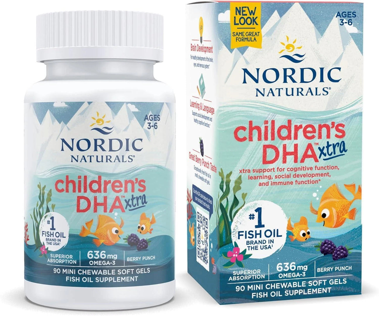 Nordic Naturals Children's DHA Xtra 636mg Berry Punch - 90 Mini Softgels