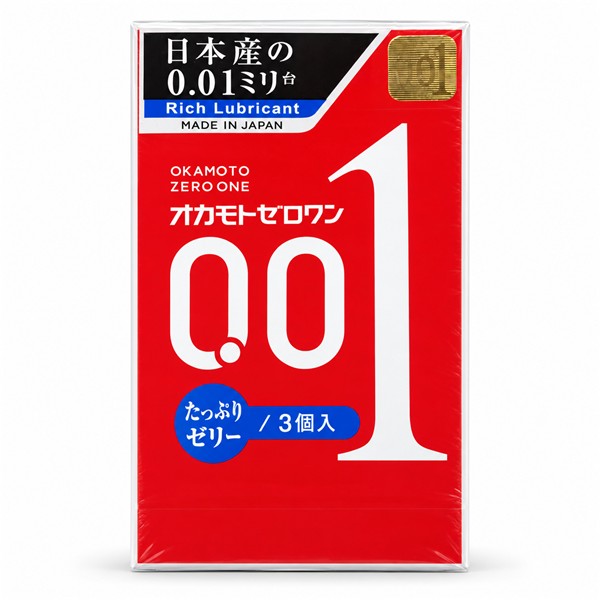 Okamoto Zero One 0.01mm Rich Lubricant Condoms 3 Pack