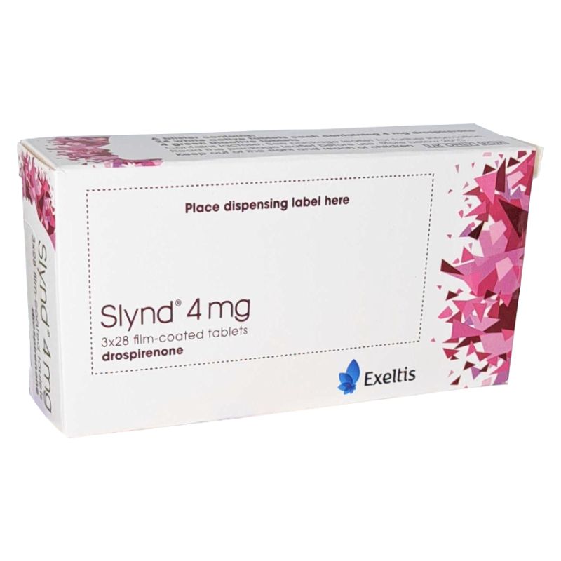 Pack shot: Slynd (Drospirenone 4mg) Progestogen-Only Pill — for illustration, packaging may vary