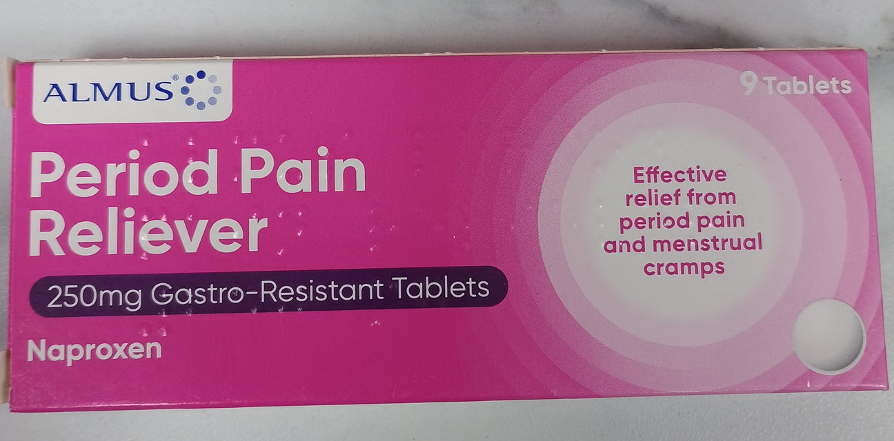 period pain reliever 250mg gastro resistant 9 tablets