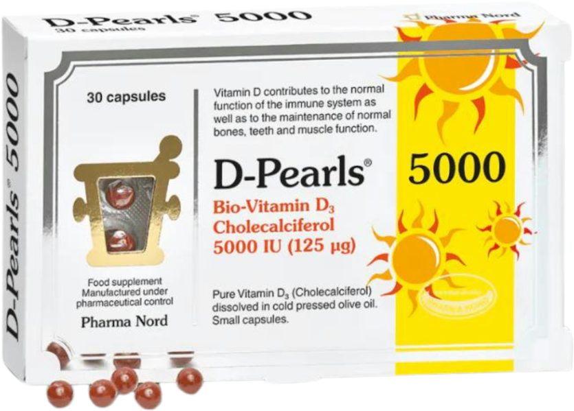 Pharma Nord D-Pearls 5000 Bio-Vitamin D3 5000 IU (125mcg) - 30 Capsules — product packaging