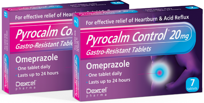 Pyrocalm Control 奥美拉唑 20mg 片剂 (缓解胃痛,胃疼,减少胃酸,反流性胃炎,消化不良) 20mg tablets