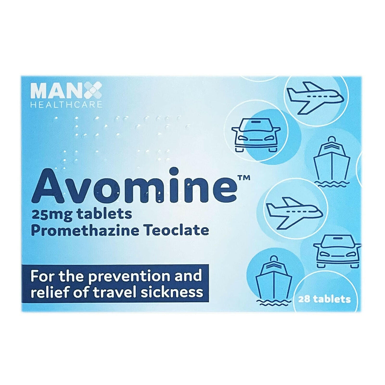 Avomine Promethazine Teoclate Tablets - 28 Tablets — product packaging