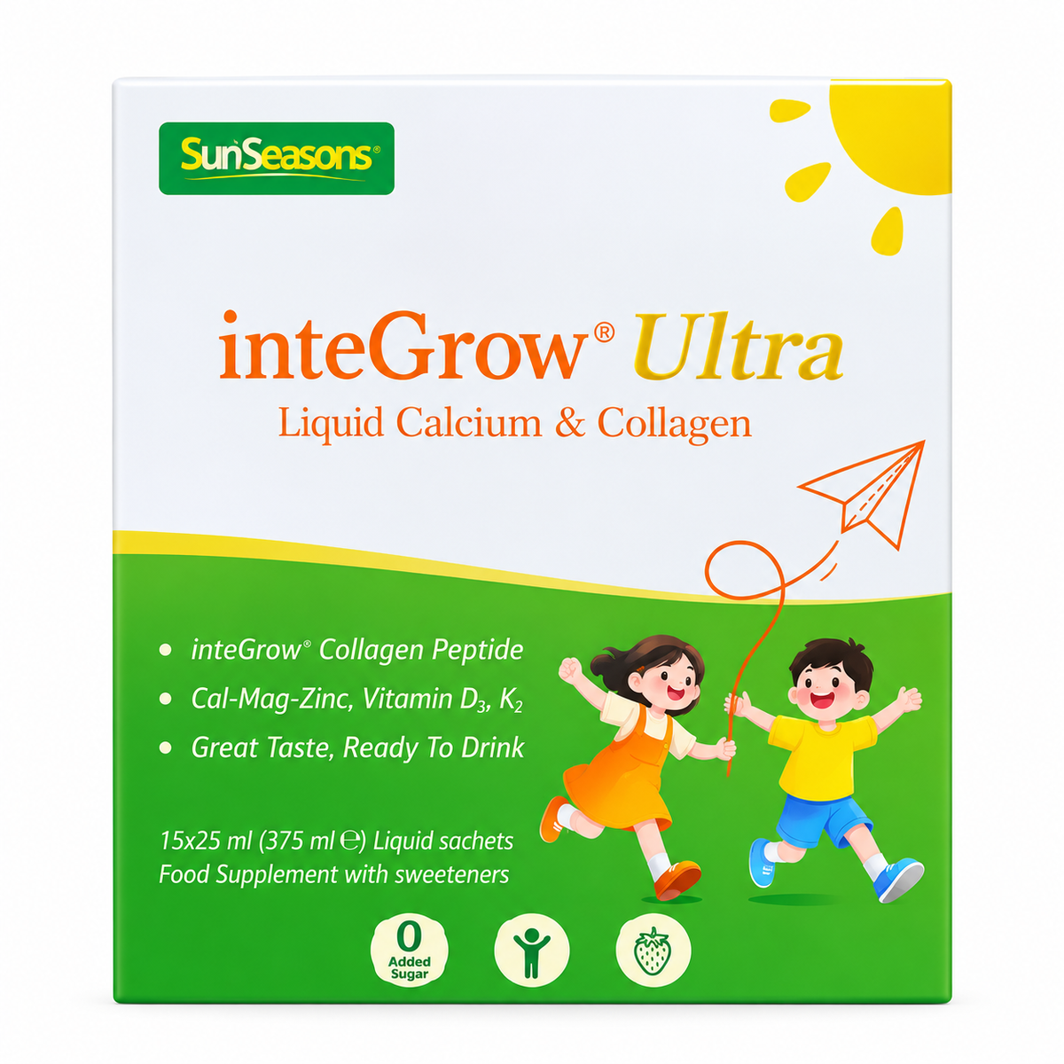 SunSeasons inteGrow Ultra Liquid Calcium & Collagen 15 x 25ml Sachets