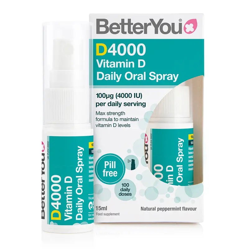 BetterYou DLux 4000 每日维生素 D 口腔喷剂 - 天然薄荷味,15毫升