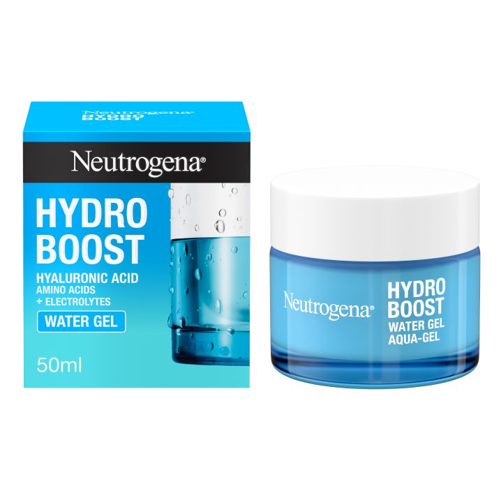 Neutrogena Hydro Boost Water Gel moisturiser, 50ml carton and blue jar