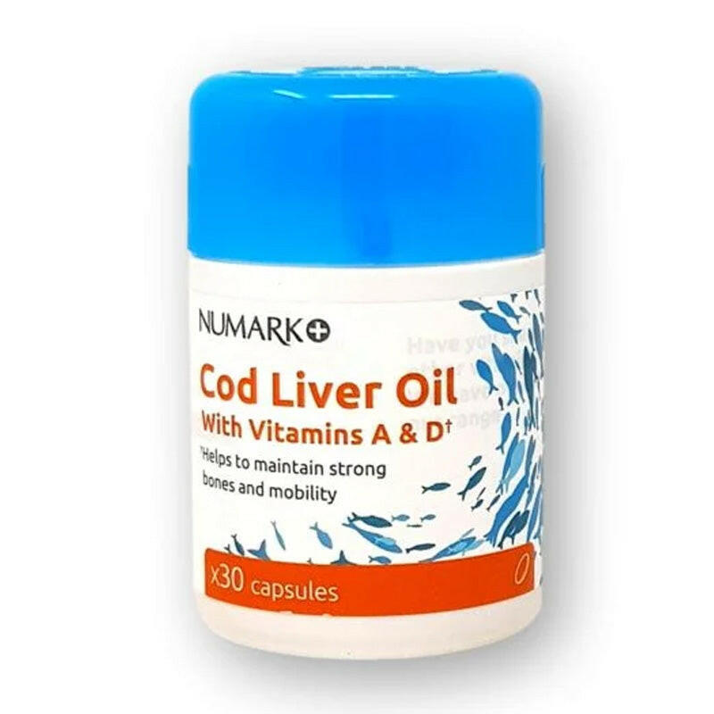 NUMARK COD LIVER OIL With Vitamin A & D -30s Cod liver oil contains vitamin A and D -30 capsules