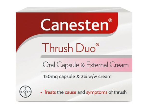 Canesten Thrush Duo oral capsule and external cream — product packaging