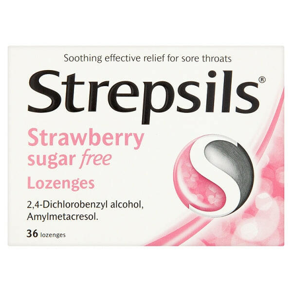 Strepsils Strawberry Sugar Free Lozenges -36 PACK