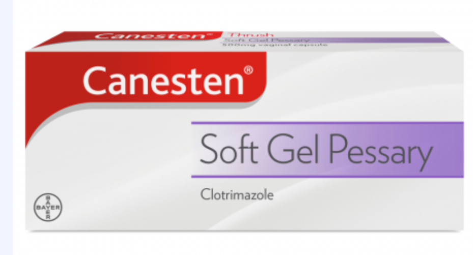 Canesten Thrush Soft Gel Pessary 500mg clotrimazole — product packaging