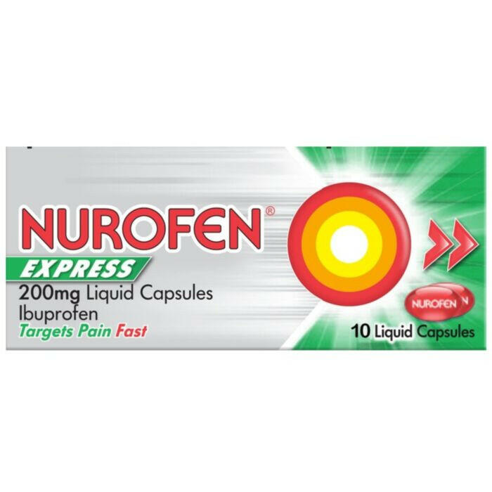 Nurofen Express ibuprofen 200mg fast starting liquid capsules (reducing fever and cooling headache toothache, pain, dysmenorrhea must be available) liquid capsules 10 grains/box