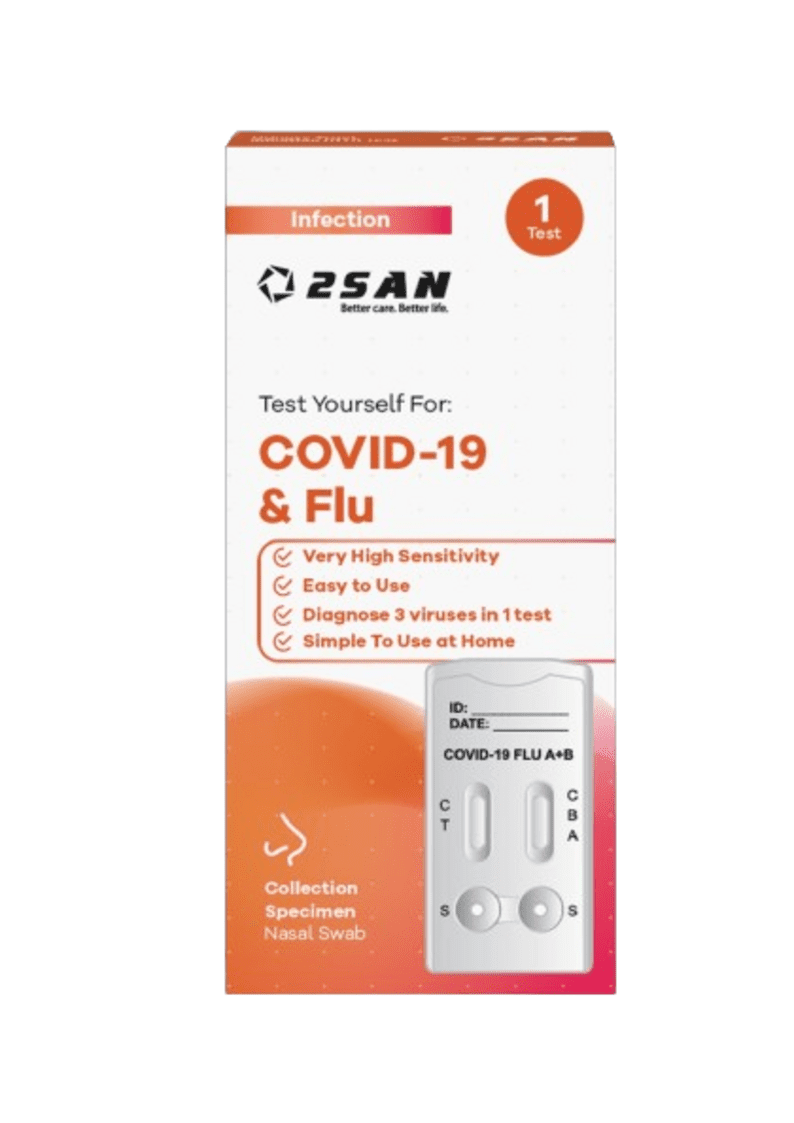 Influenza A+B and COVID-19 antigen combo rapid test 5 tests