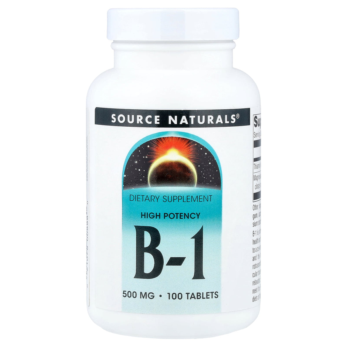 Source Naturals Vitamin B-1 Thiamin 500mg High Potency - 100 Tablets — product packaging