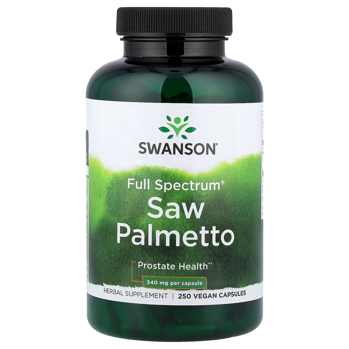Swanson Full Spectrum Saw Palmetto 540mg - 250 Vegan Capsules — product packaging