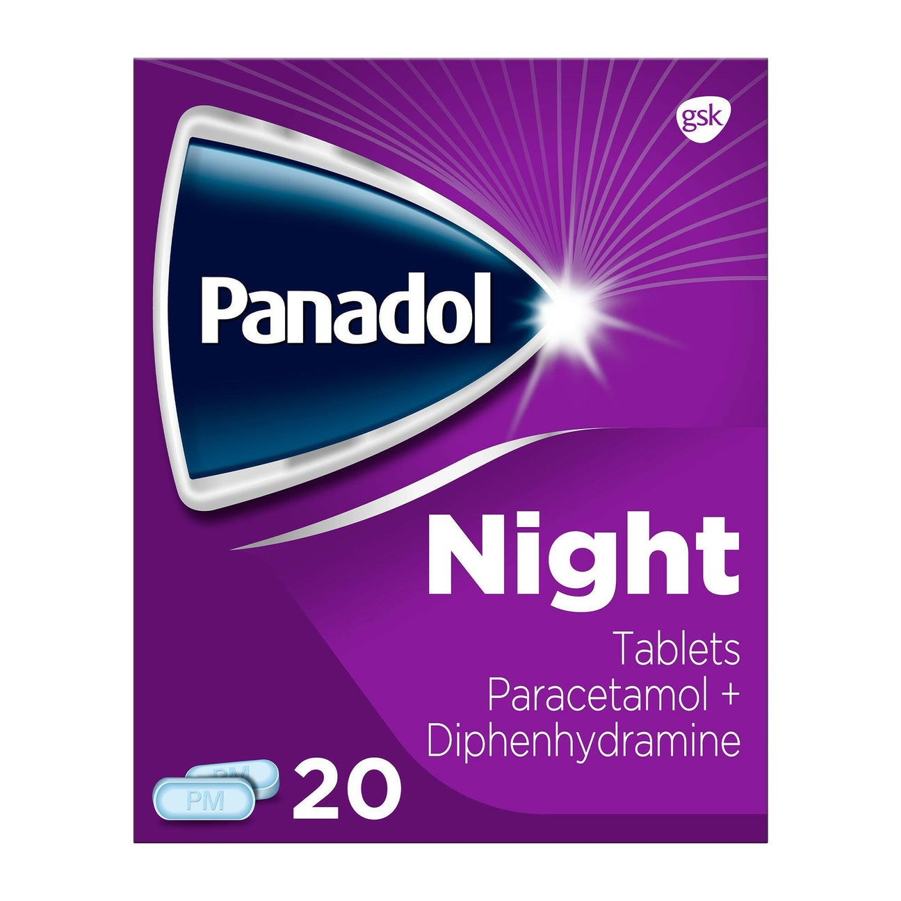 Panadol Paracetamol Diphenhydramine 500mg/ 25mg NightPain - 20 Tablets (p)