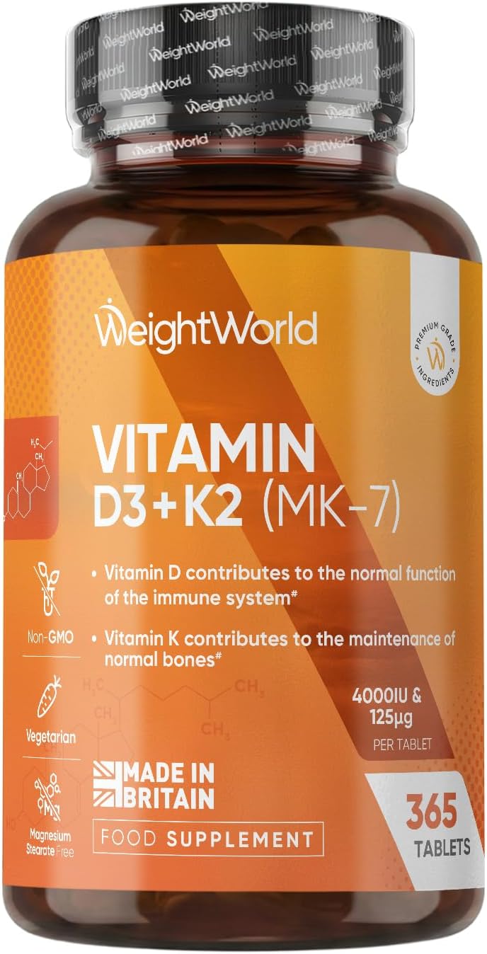 WeightWorld Vitamin D3 4000IU + K2 (MK-7) 125mcg - 365 Tablets — product packaging