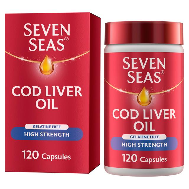 Seven Seas 鳕鱼肝油高强度无明胶 Omega-3 120 粒胶囊
