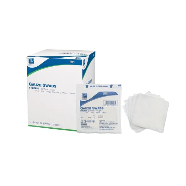 Numark Sterile Gauze Swabs 7.5cm x 7.5cm 8-Ply - 5 Swabs — product packaging