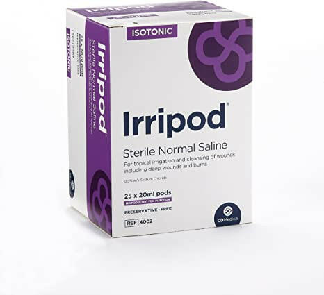 Irripod Sodium Chloride 0.9% Sterile Saline Irrigation Pod - 20ml — product packaging