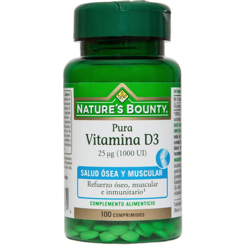 Nature's Bounty Vitamin D3 1000 IU (25µg) - 100 Tablets — product packaging
