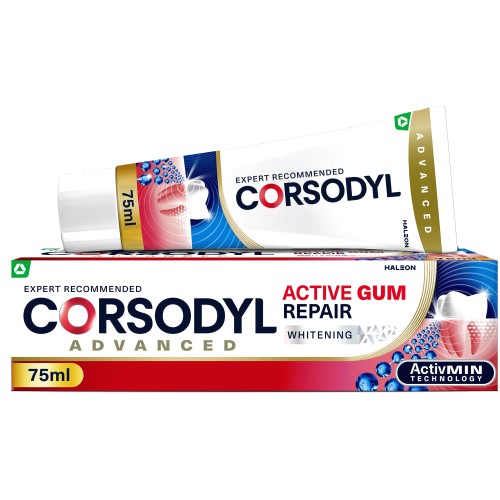 Corsodyl Active Gum Repair Whitening Fluoride Toothpaste - 75ml — product packaging