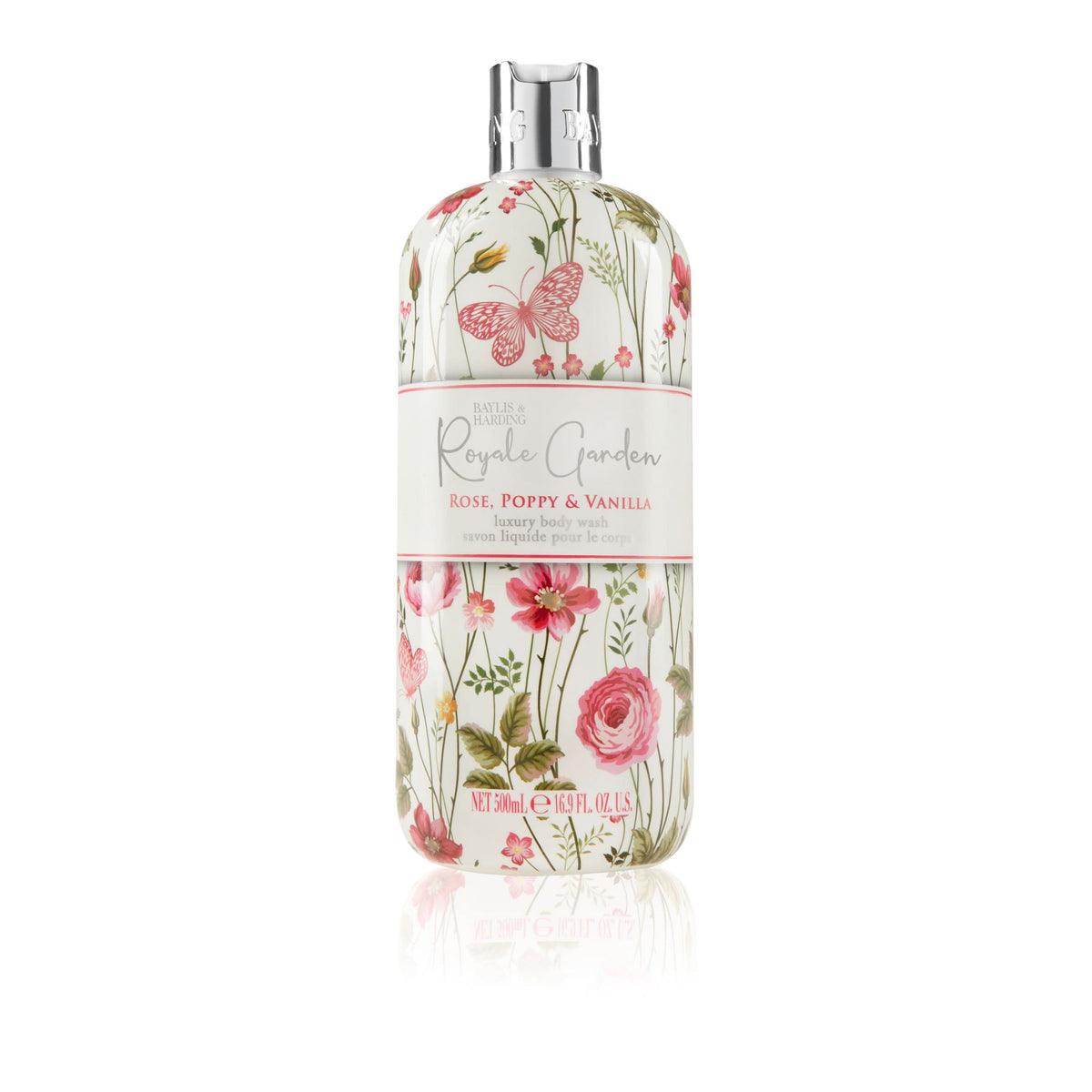 Baylis & Harding Royale Garden Rose, Poppy & Vanilla Body Wash - 500ml — product packaging