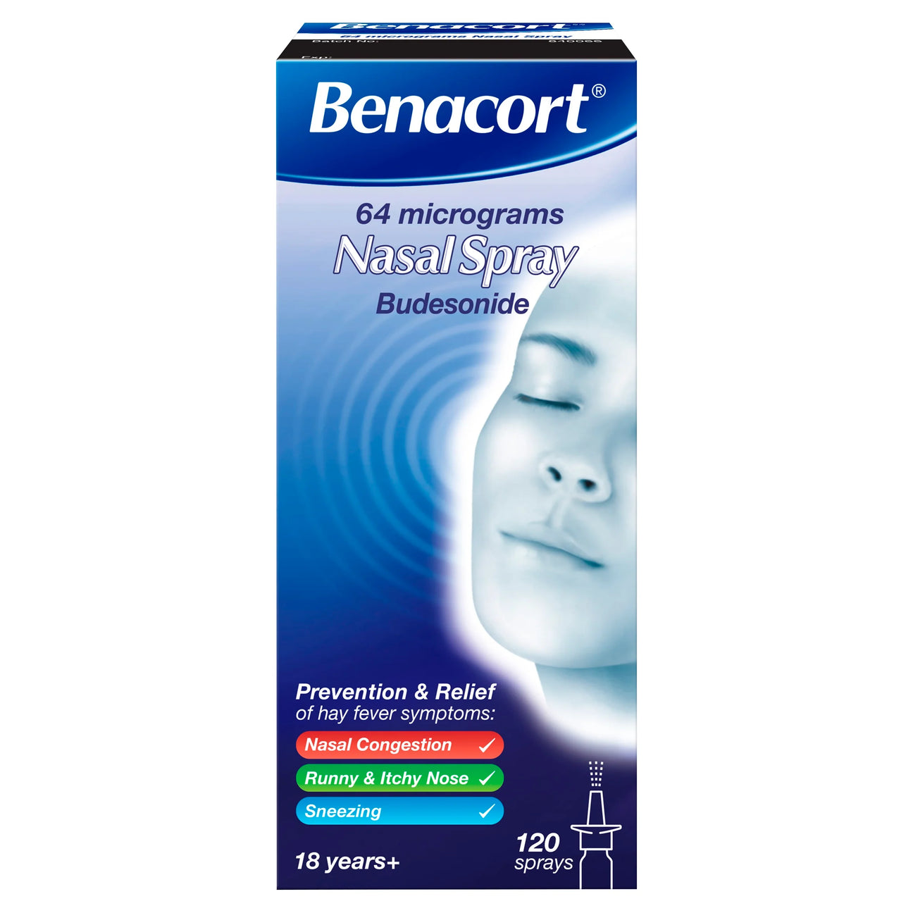 Benacort Budesonide 64µg Hayfever Nasal Spray - 120 Sprays — product packaging