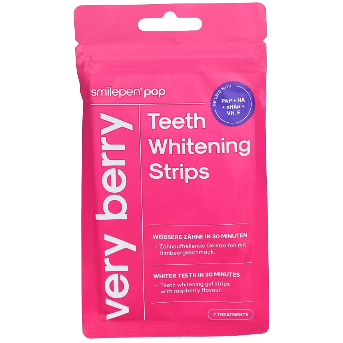 POP Oral Beauty Very Berry Teeth Whitening Strips - 7 Treatments — product packaging