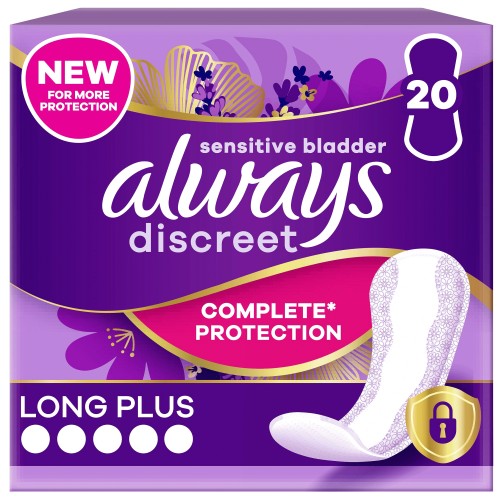 Always Discreet Incontinence Liners Long Plus for Sensitive Bladder - 20 Liners — product packaging
