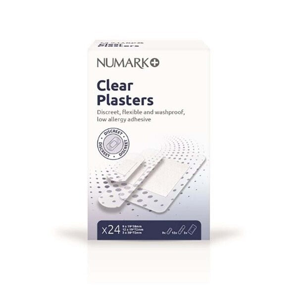 Numark Clear Plasters Assorted Sizes - 24 Plasters — product packaging