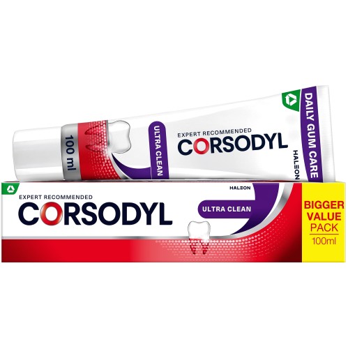Corsodyl Ultra Clean Daily Gum Care Fluoride Toothpaste - 100ml — product packaging