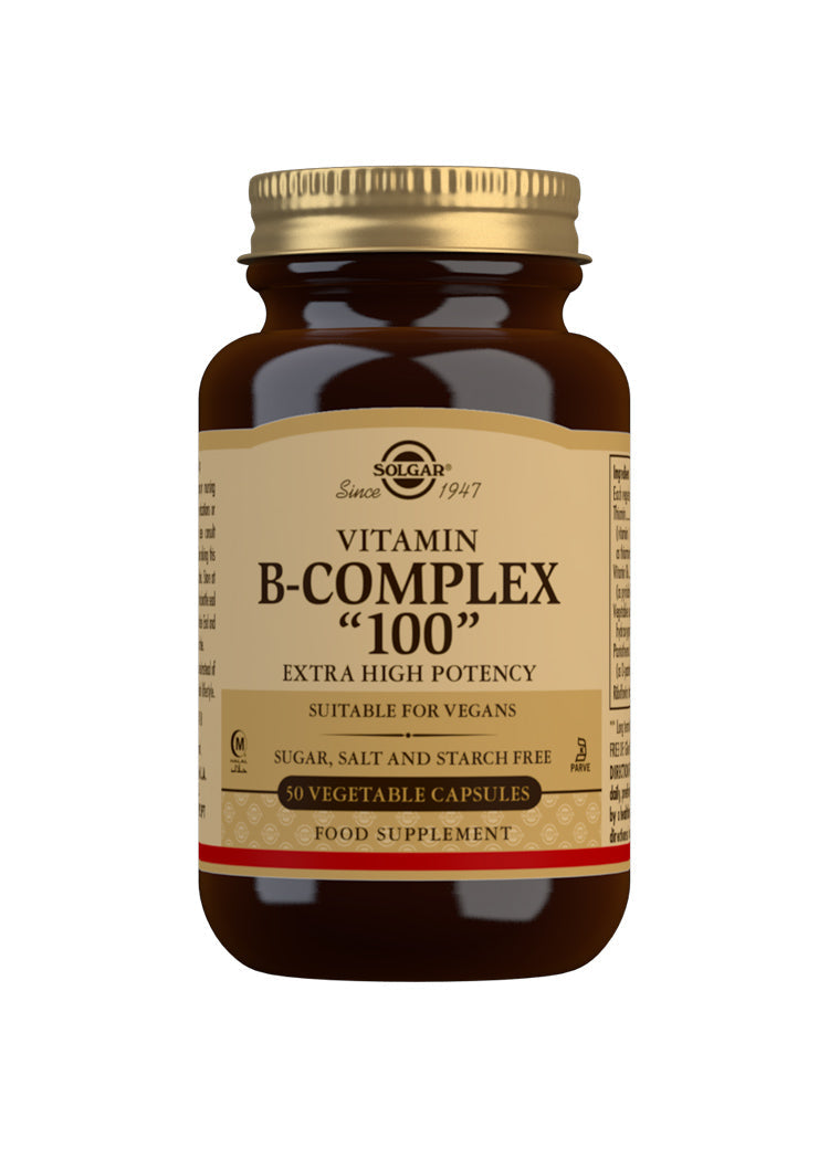 Solgar Vitamin B-Complex 100 Extra High Potency - 50 Vegetable Capsules — product packaging